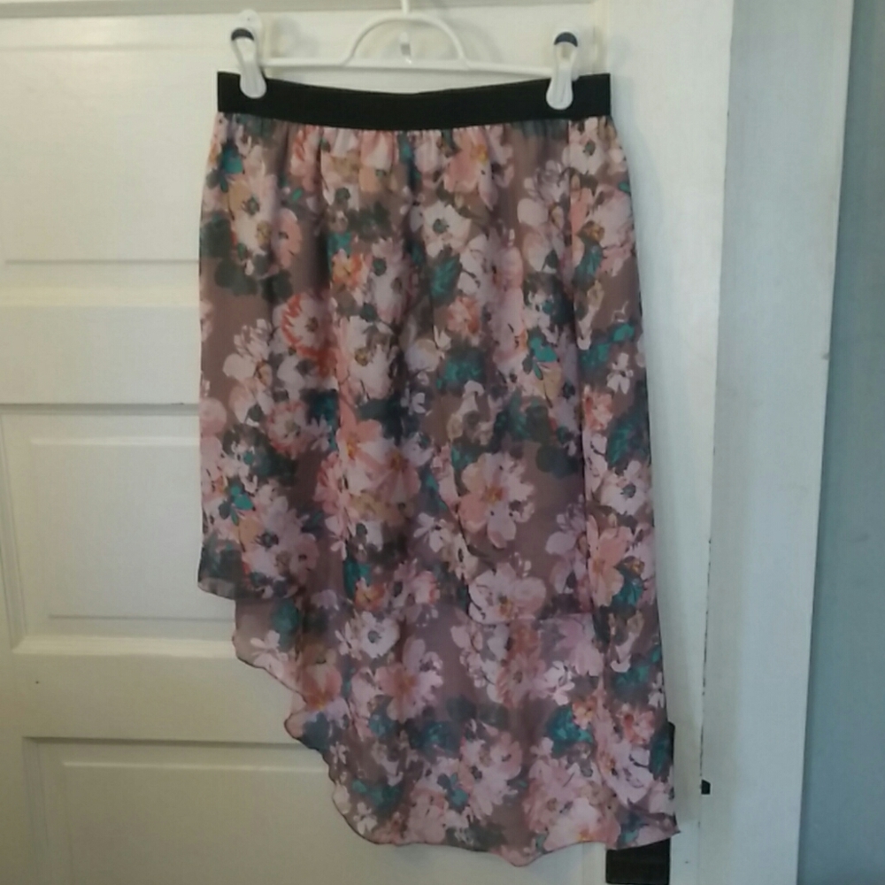 Hi lo floral midi skirt